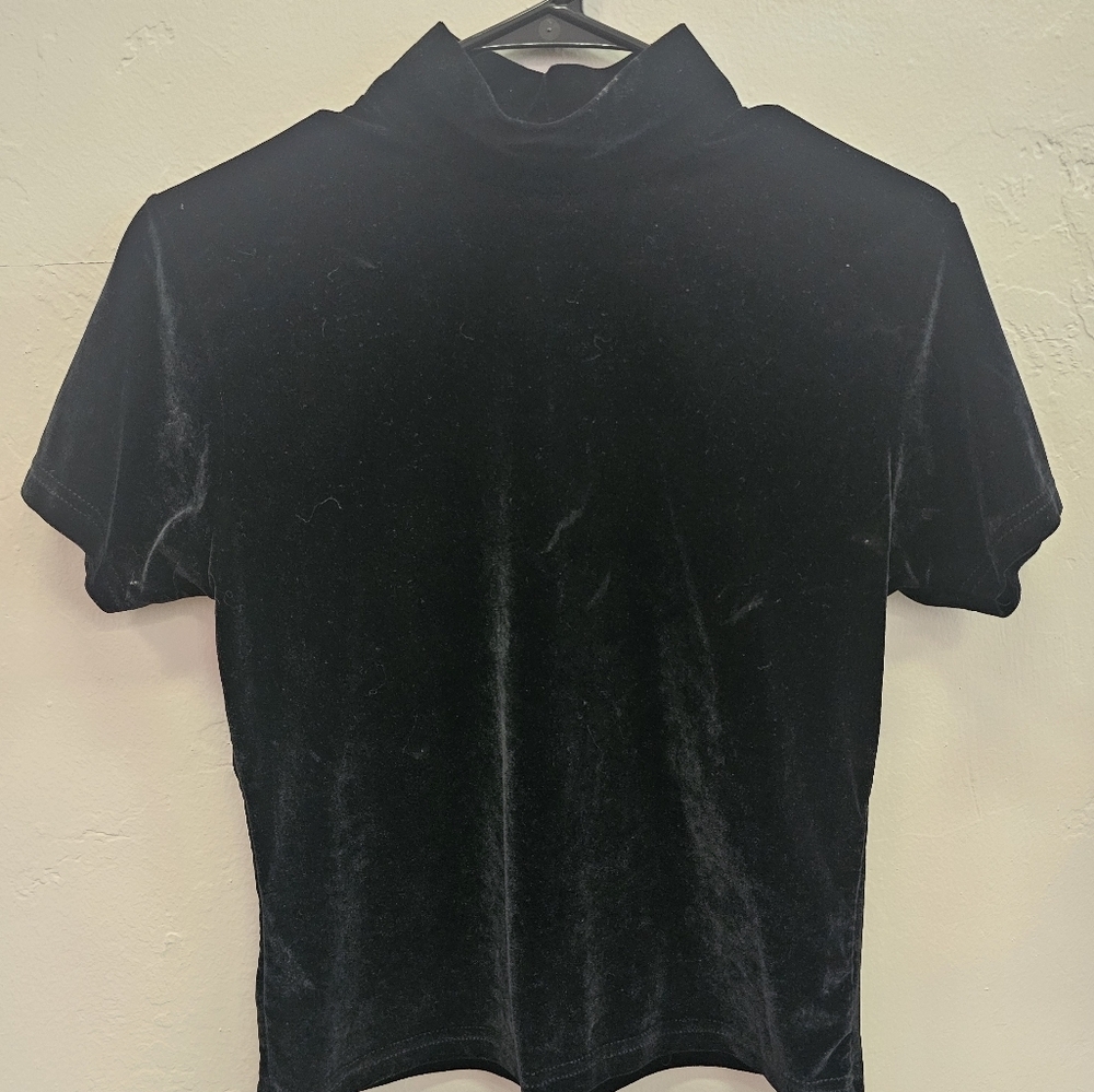 Ellemenno, mock neck, velvet, velour, stretchy, casual, fall